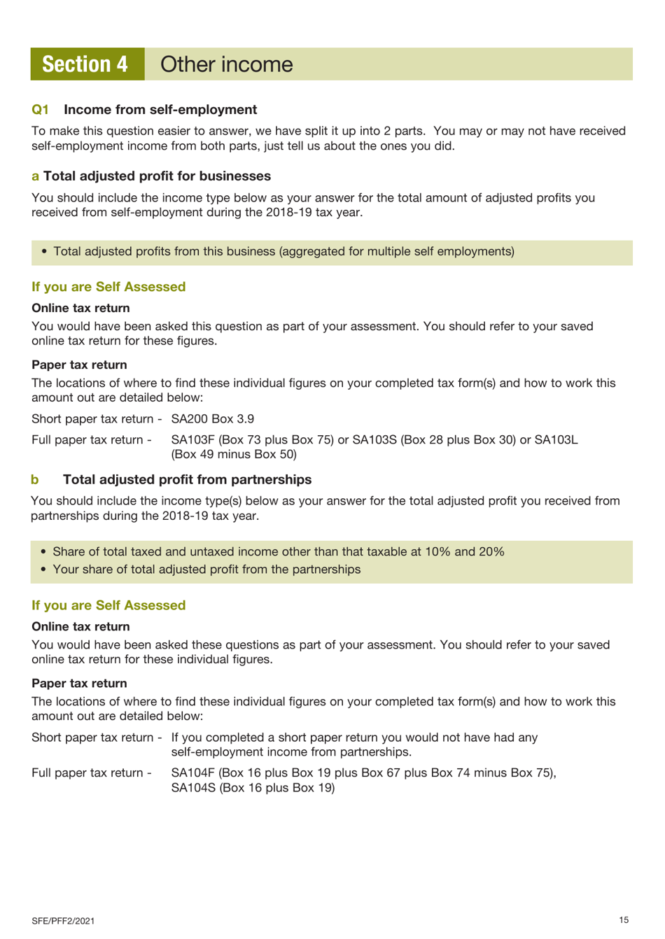 Form PFF2 Assessment of Financial Circumstances for Parents and Partners of Students - United Kingdom, Page 15