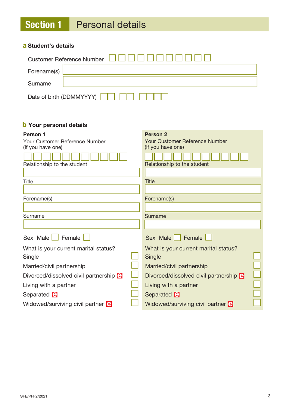 Form PFF2 Assessment of Financial Circumstances for Parents and Partners of Students - United Kingdom, Page 3
