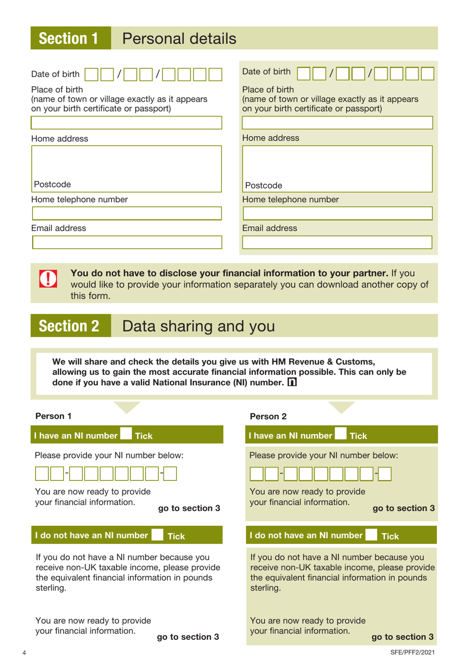 Form PFF2 2021 Fill Out, Sign Online and Download Fillable PDF