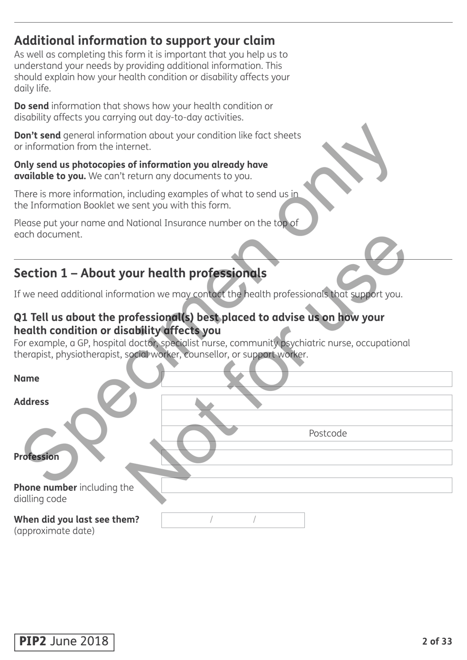 Form PIP2 Personal Independence Payment - United Kingdom, Page 2