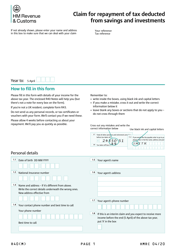 Form R40 &quot;Claim for Repayment of Tax Deducted From Savings and Investments&quot; - United Kingdom