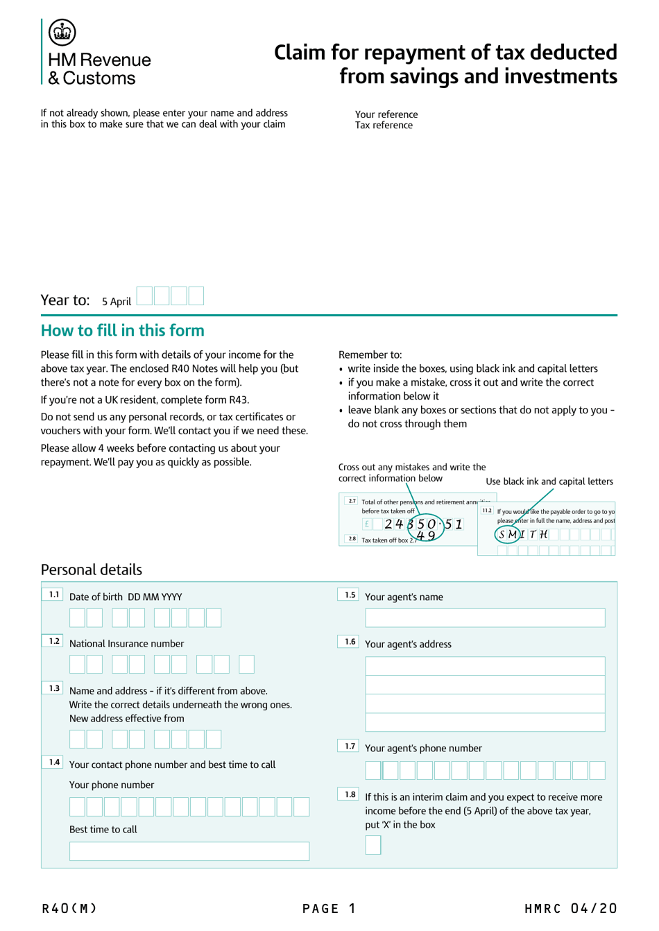 form-r40-download-printable-pdf-or-fill-online-claim-for-repayment-of