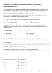Form S1 Application for Registration as a British Citizen, a British Overseas Territories Citizen, or a British Overseas Citizen - United Kingdom, Page 11