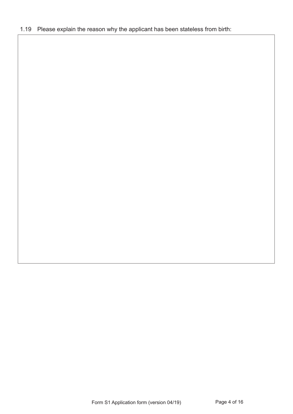 Form S1 Application for Registration as a British Citizen, a British Overseas Territories Citizen, or a British Overseas Citizen - United Kingdom, Page 4