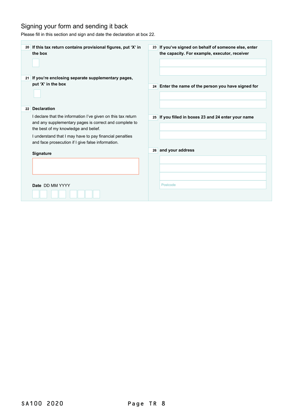 Form SA100 2020 Fill Out, Sign Online and Download Fillable PDF