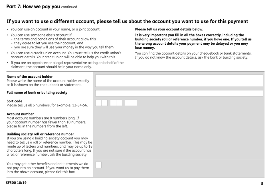 Form SF500 Budgeting Loans From the Social Fund - United Kingdom, Page 10