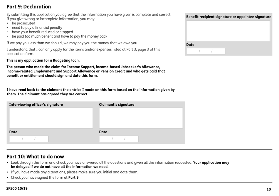 Form SF500 Budgeting Loans From the Social Fund - United Kingdom, Page 12