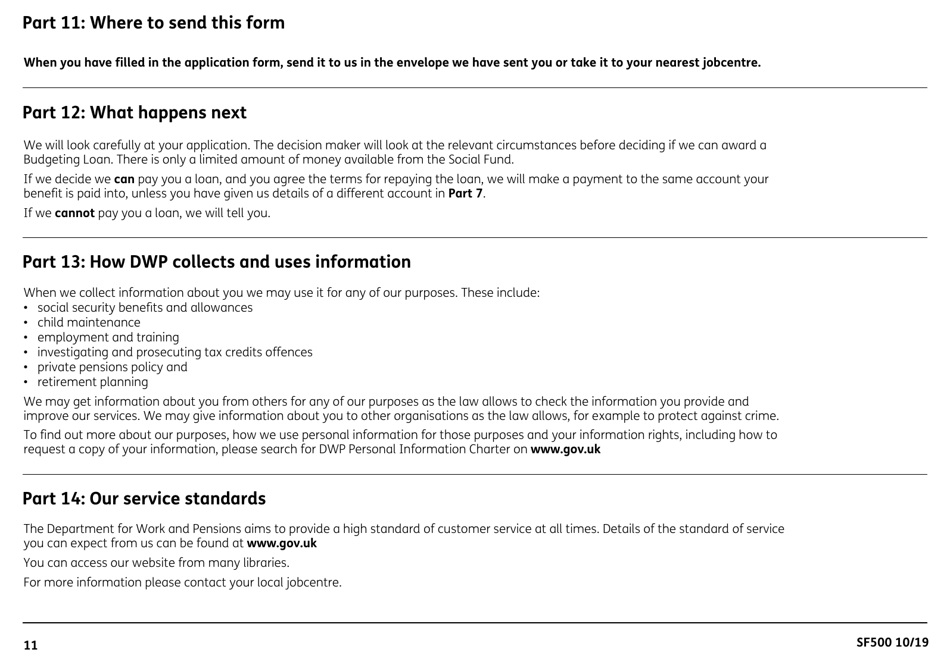 Form SF500 Budgeting Loans From the Social Fund - United Kingdom, Page 13