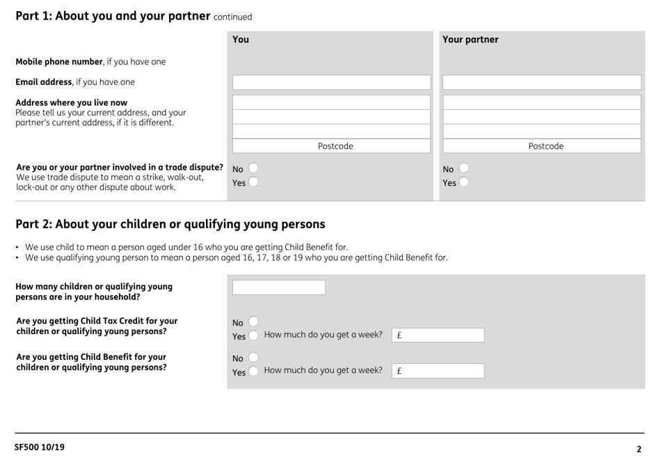 Form SF500 Budgeting Loans From the Social Fund - United Kingdom, Page 4