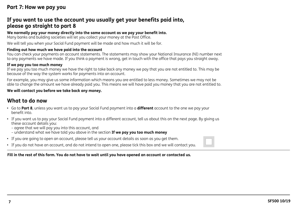 Form SF500 Budgeting Loans From the Social Fund - United Kingdom, Page 9