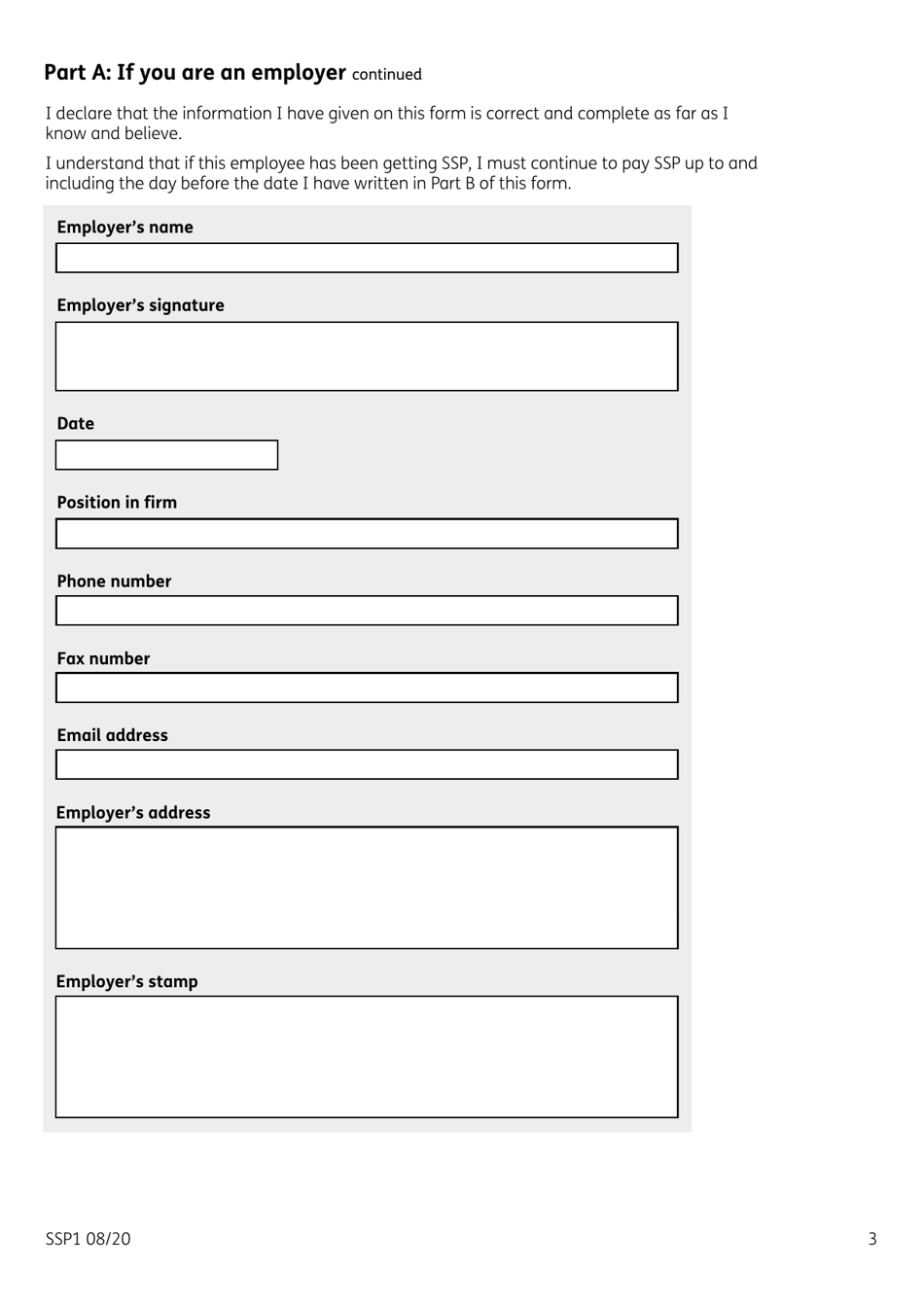 Form SSP1 Statutory Sick Pay and an Employees Claim for Benefit - United Kingdom, Page 3
