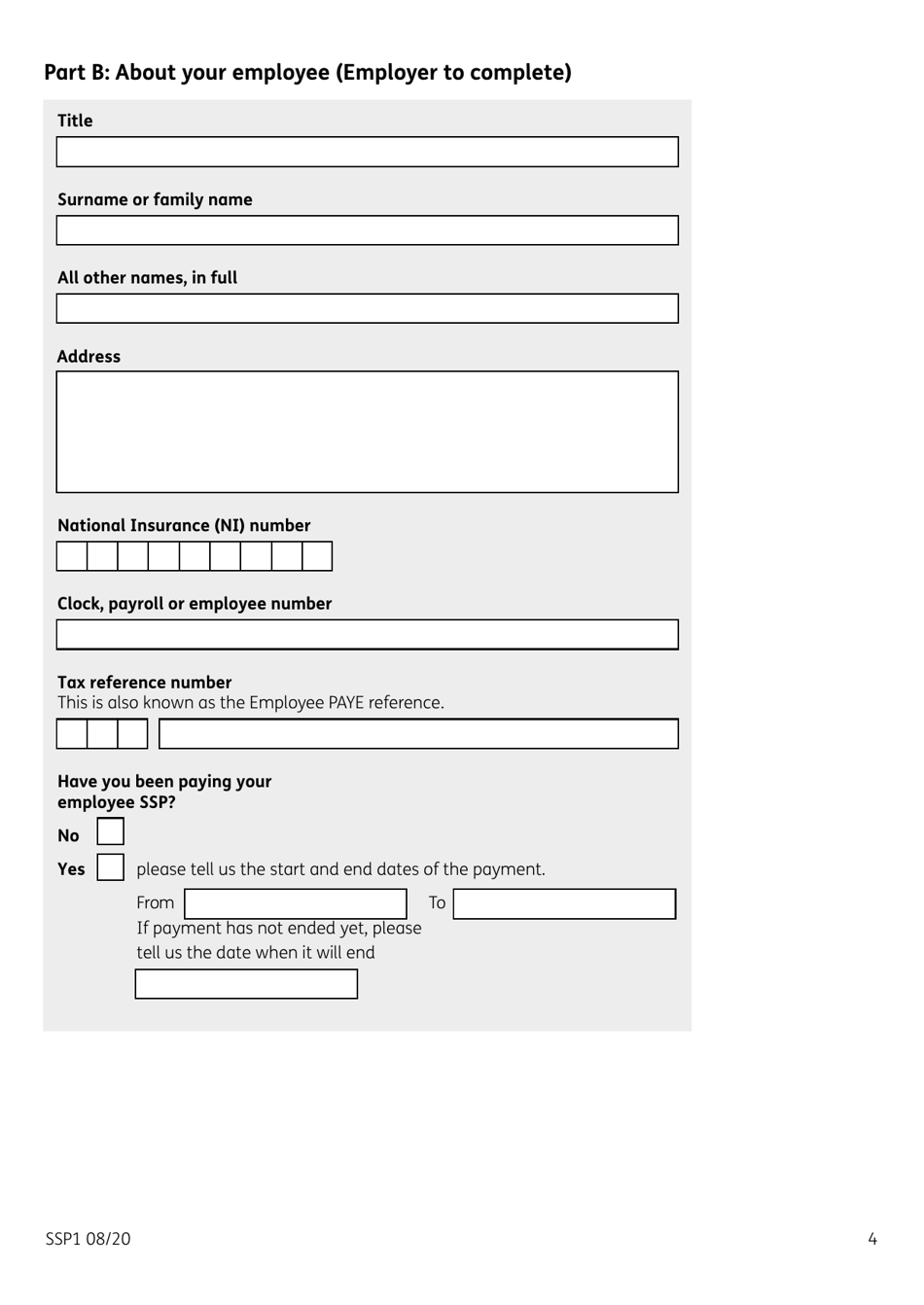 Form SSP1 Fill Out, Sign Online and Download Printable PDF, United
