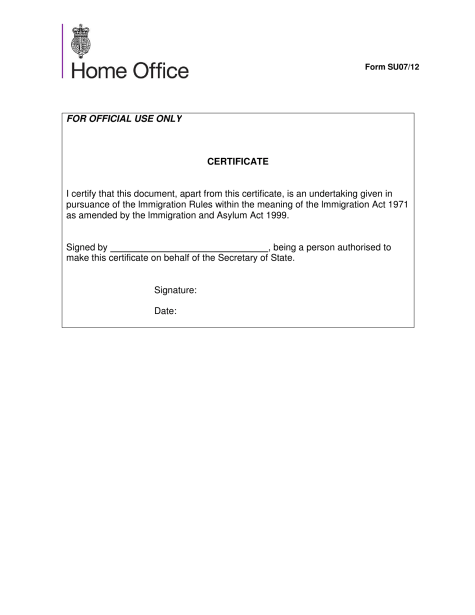 Form SU07 / 12 Sponsorship Undertaking - United Kingdom, Page 3