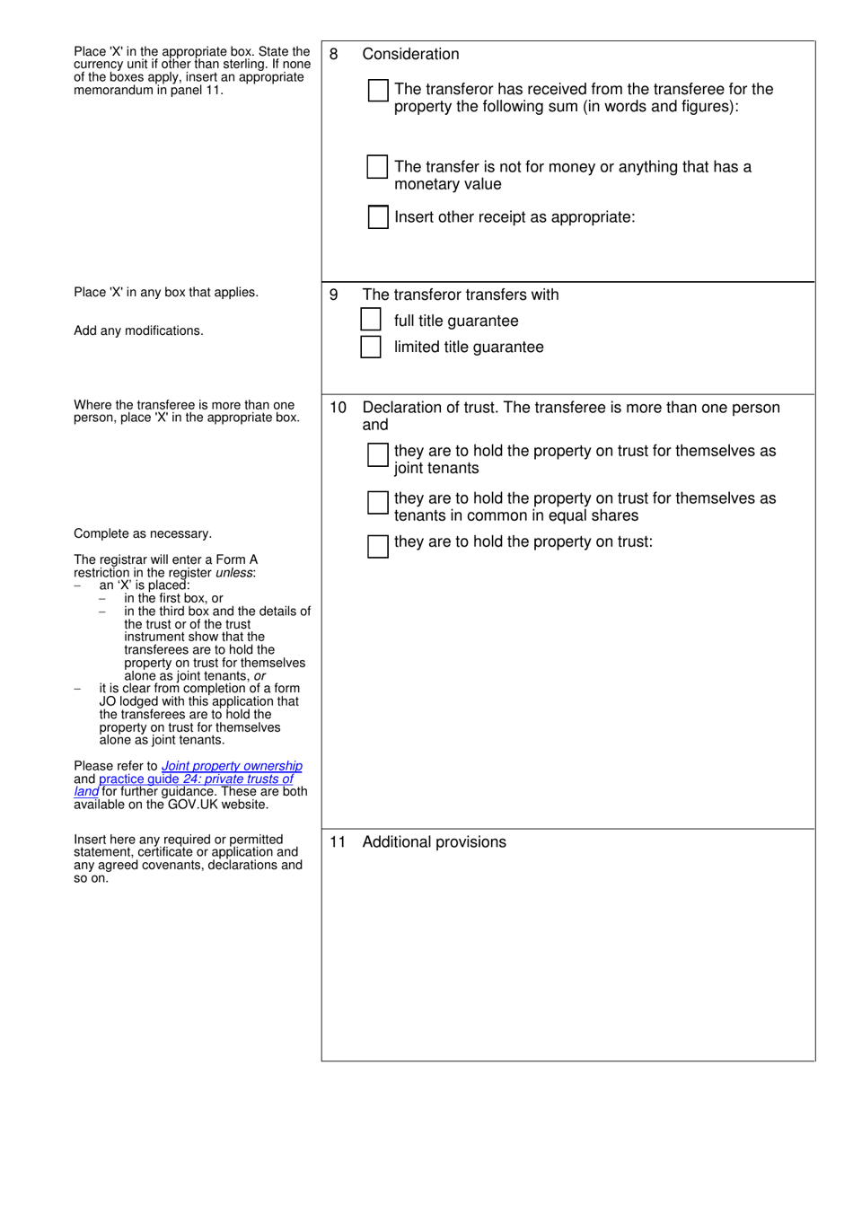 Form TR1 Transfer of Whole of Registered Title(S) - United Kingdom, Page 2