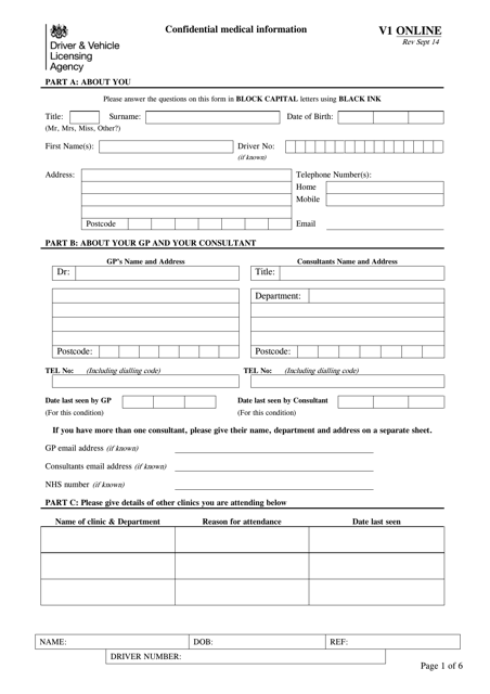 Form V1 Confidential Medical Informat - United Kingdom