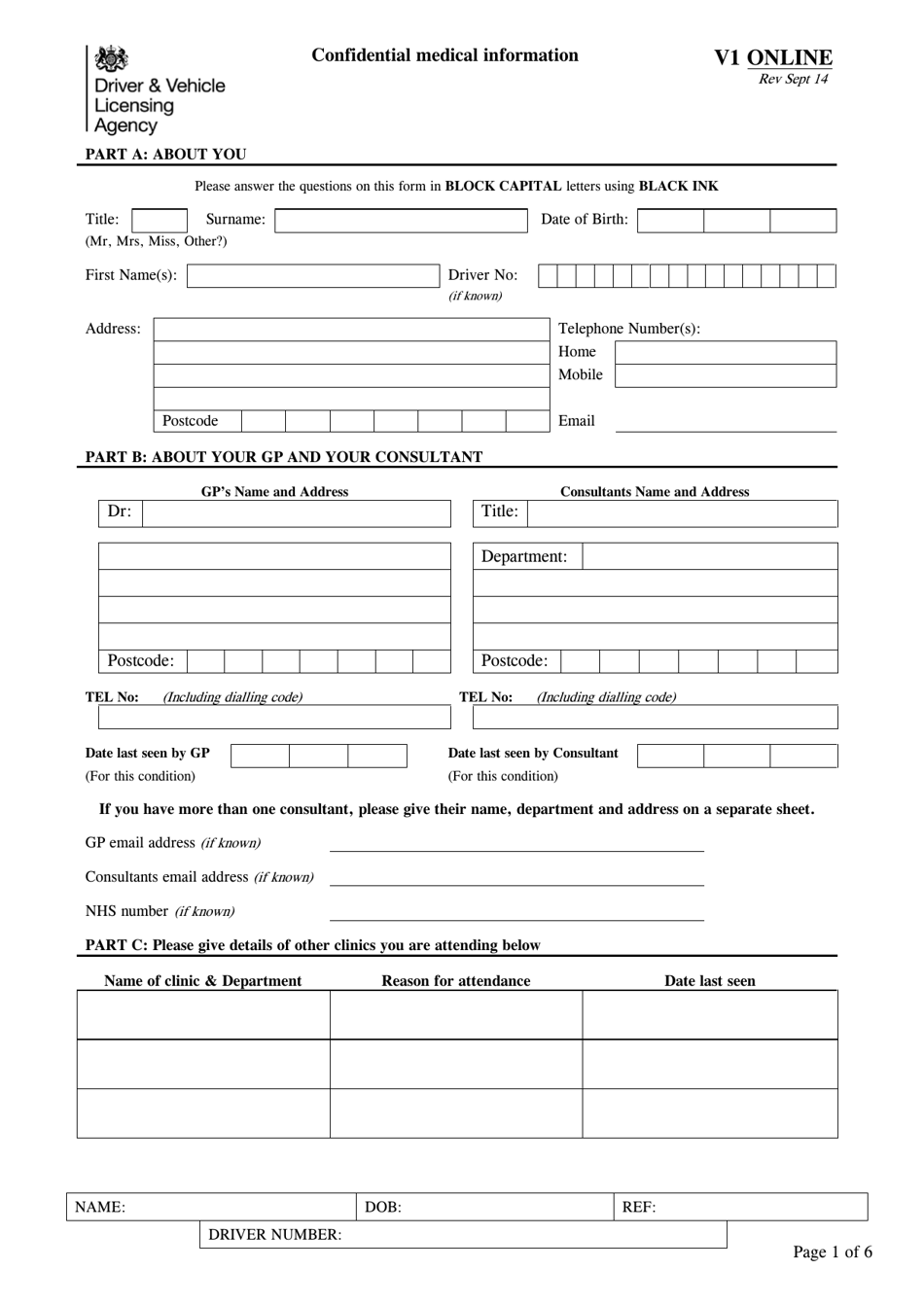 Form V1 Confidential Medical Informat - United Kingdom, Page 1