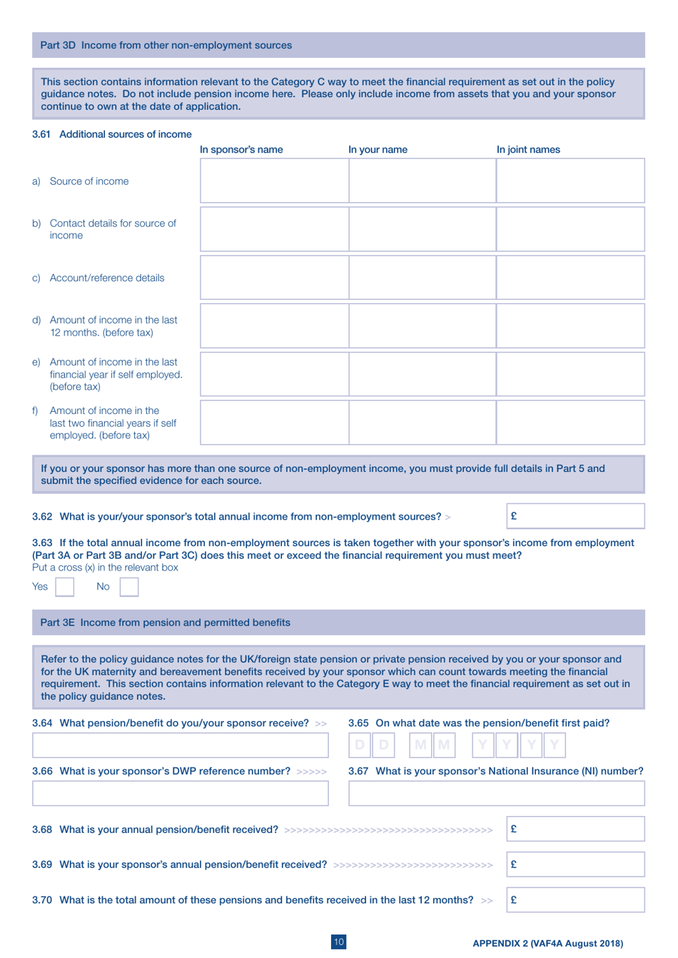 Form VAF4A Appendix 2 Financial Requirement Form - United Kingdom, Page 10