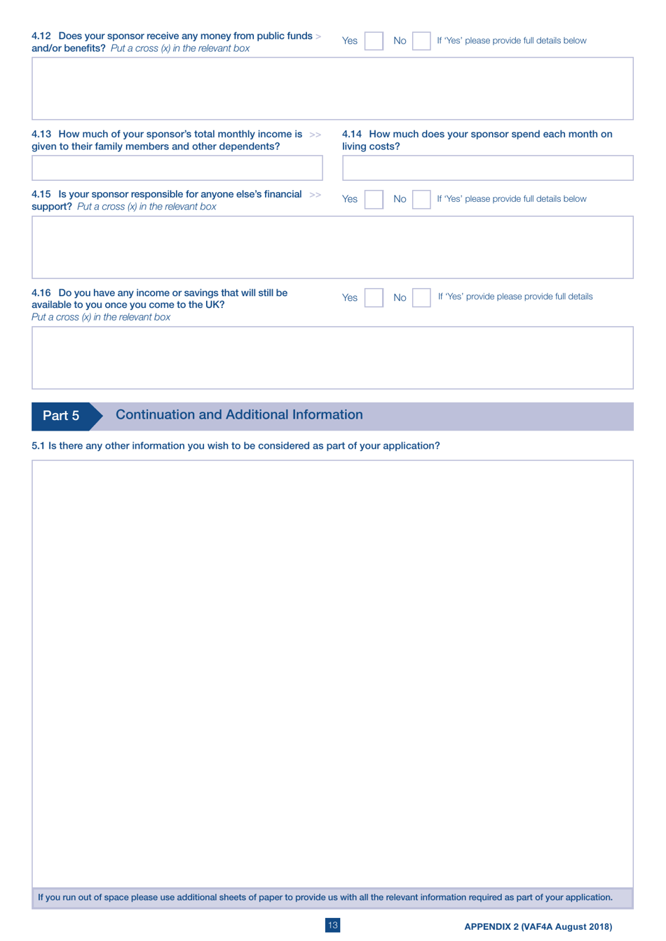 Form VAF4A Appendix 2 Financial Requirement Form - United Kingdom, Page 13