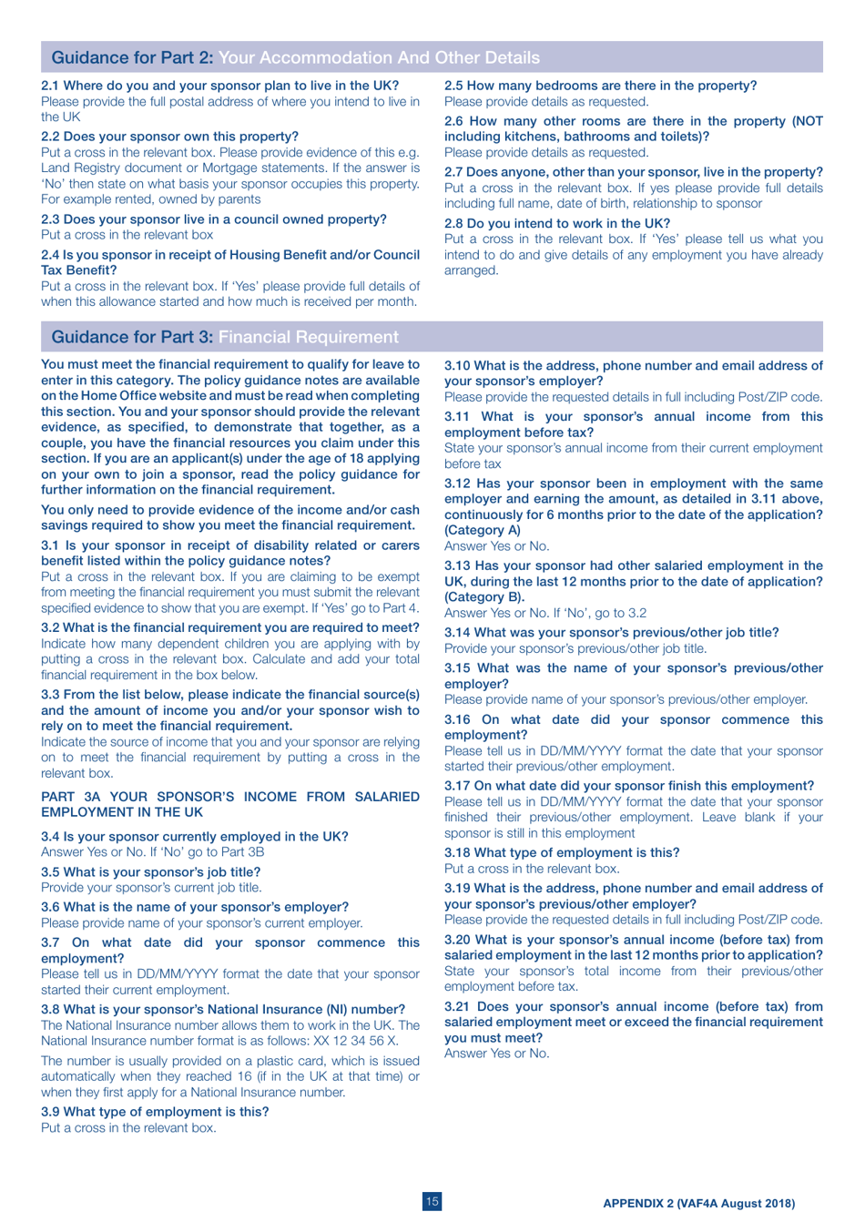 Form VAF4A Appendix 2 Financial Requirement Form - United Kingdom, Page 15