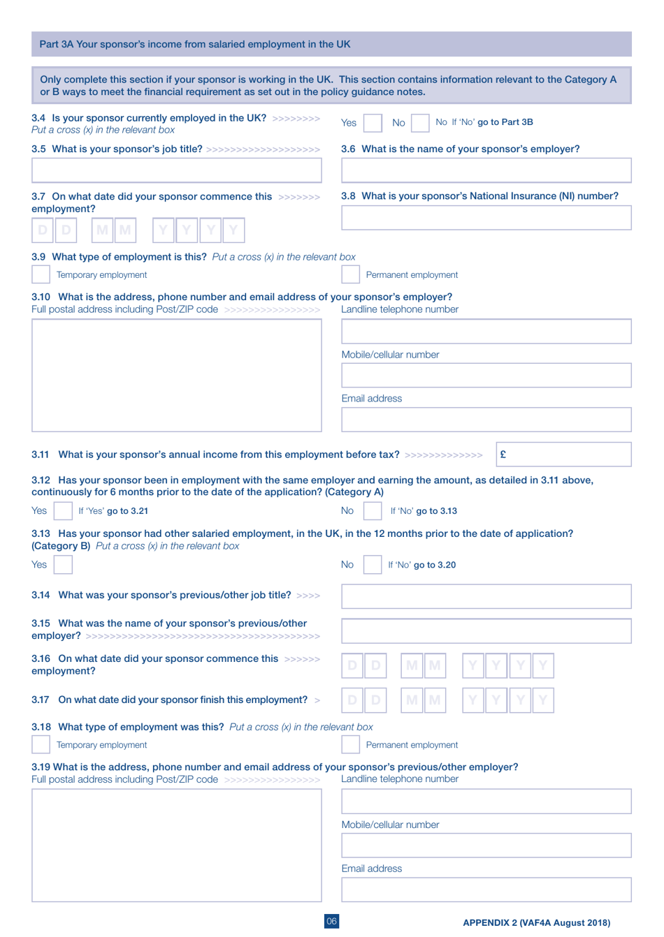 Form VAF4A Appendix 2 Financial Requirement Form - United Kingdom, Page 6