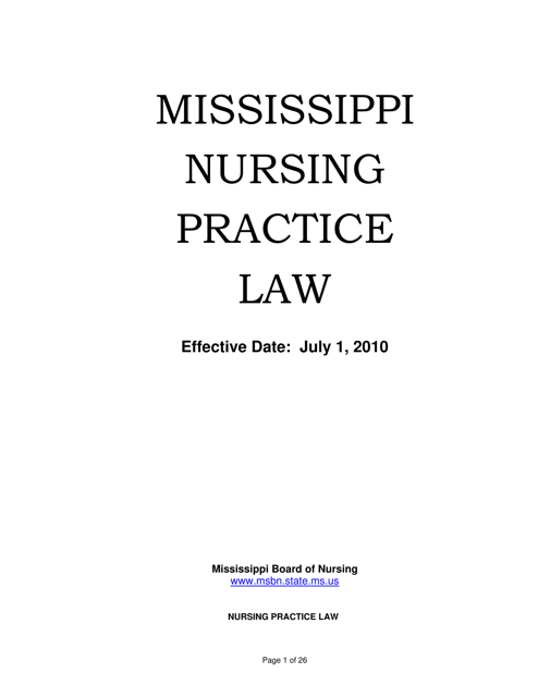 Mississippi Nursing Practice Law - Mississippi Download Pdf