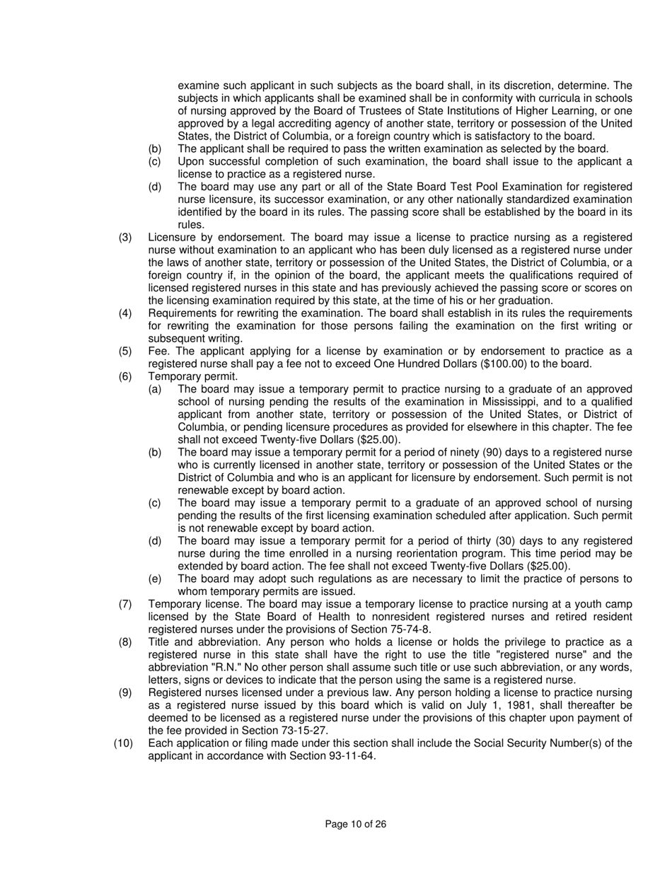 Mississippi Nursing Practice Law - Mississippi, Page 10