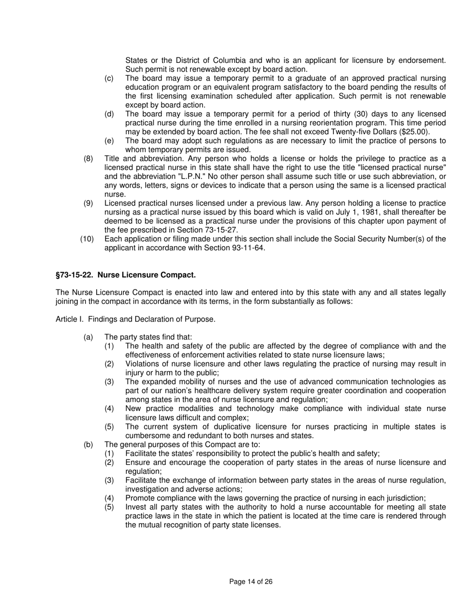 Mississippi Nursing Practice Law - Mississippi, Page 14