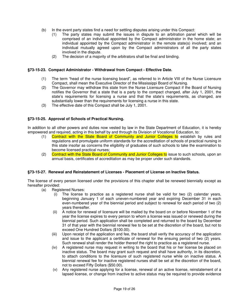 Mississippi Nursing Practice Law - Mississippi, Page 19