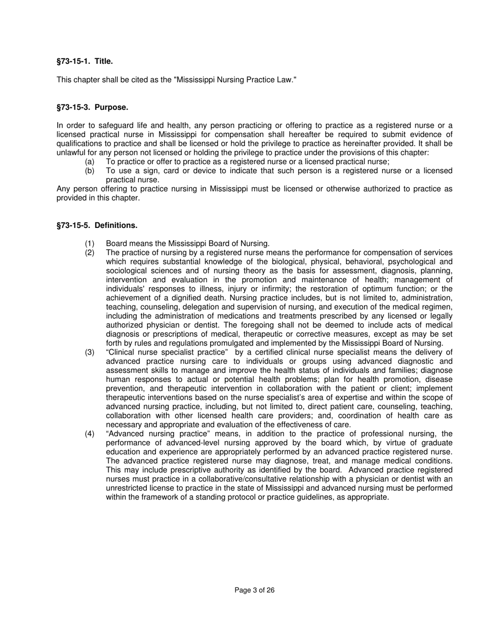 Mississippi Nursing Practice Law - Mississippi, Page 3