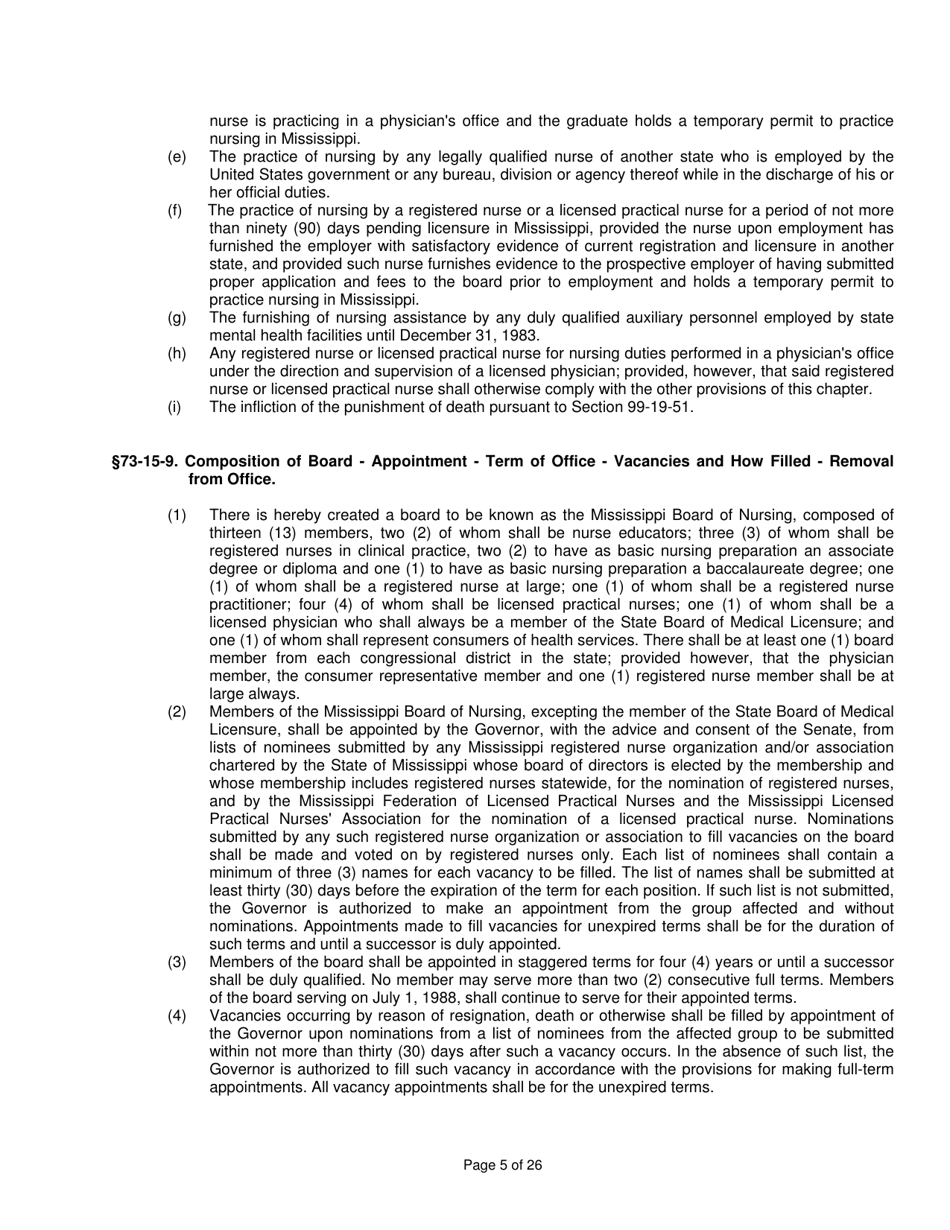 Mississippi Nursing Practice Law - Mississippi, Page 5