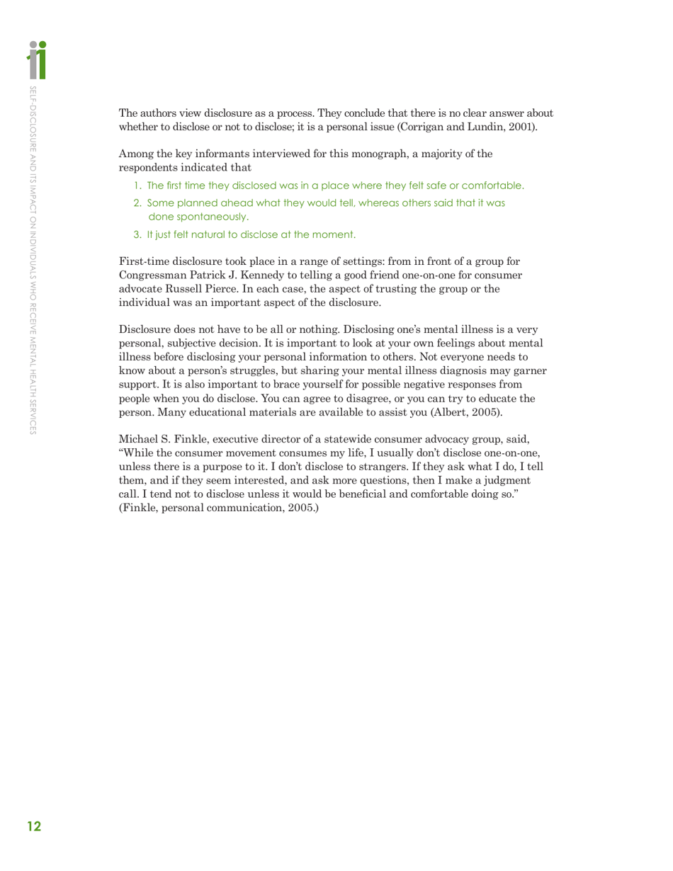Self-disclosure and Its Impact on Individuals Who Receive Mental Health Services, Page 14