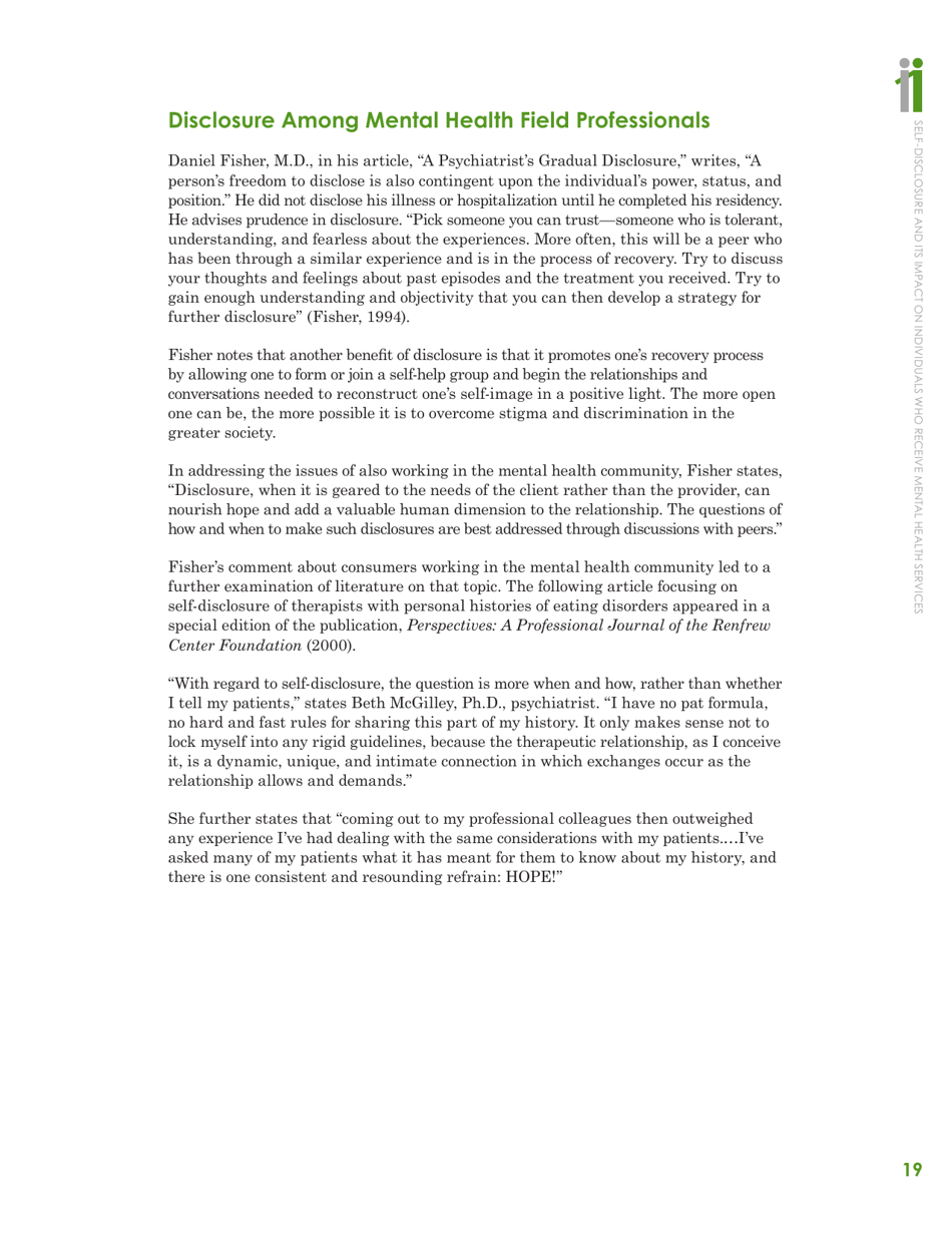 Self-disclosure and Its Impact on Individuals Who Receive Mental Health Services, Page 21