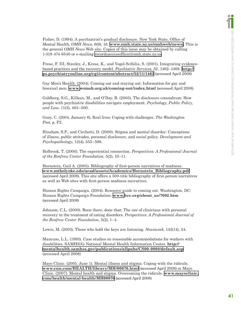 Self-disclosure and Its Impact on Individuals Who Receive Mental Health Services, Page 43
