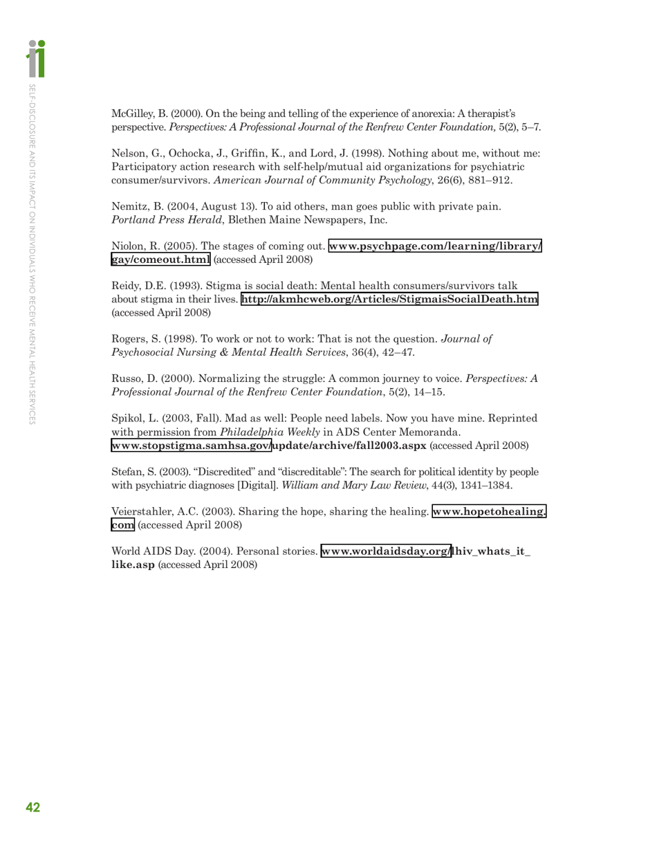 Self-disclosure and Its Impact on Individuals Who Receive Mental Health Services, Page 44