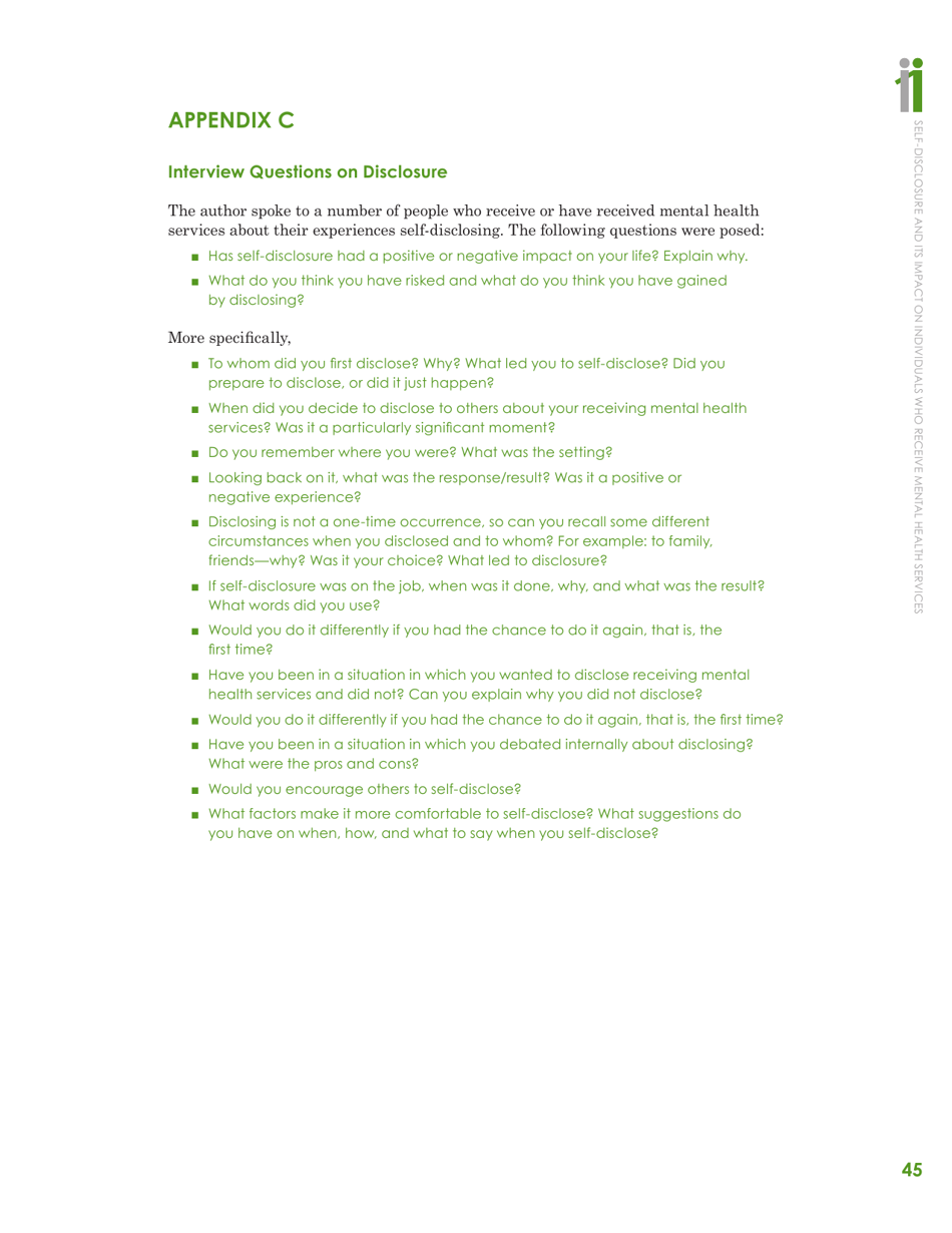 Self-disclosure and Its Impact on Individuals Who Receive Mental Health Services, Page 47