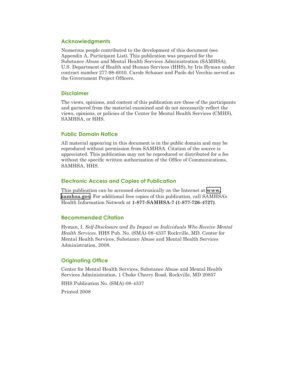 Self-disclosure and Its Impact on Individuals Who Receive Mental Health Services, Page 4