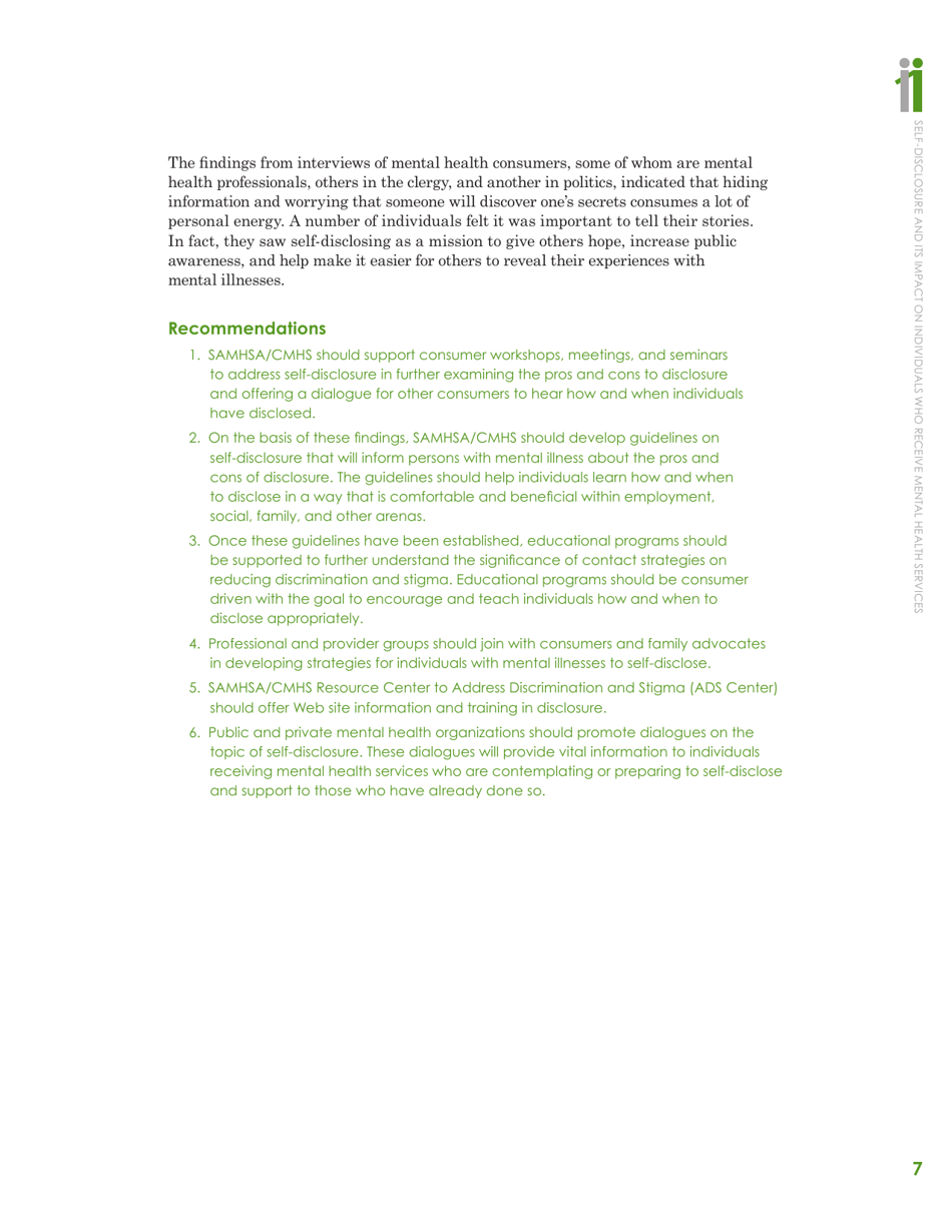 Self-disclosure and Its Impact on Individuals Who Receive Mental Health Services, Page 9