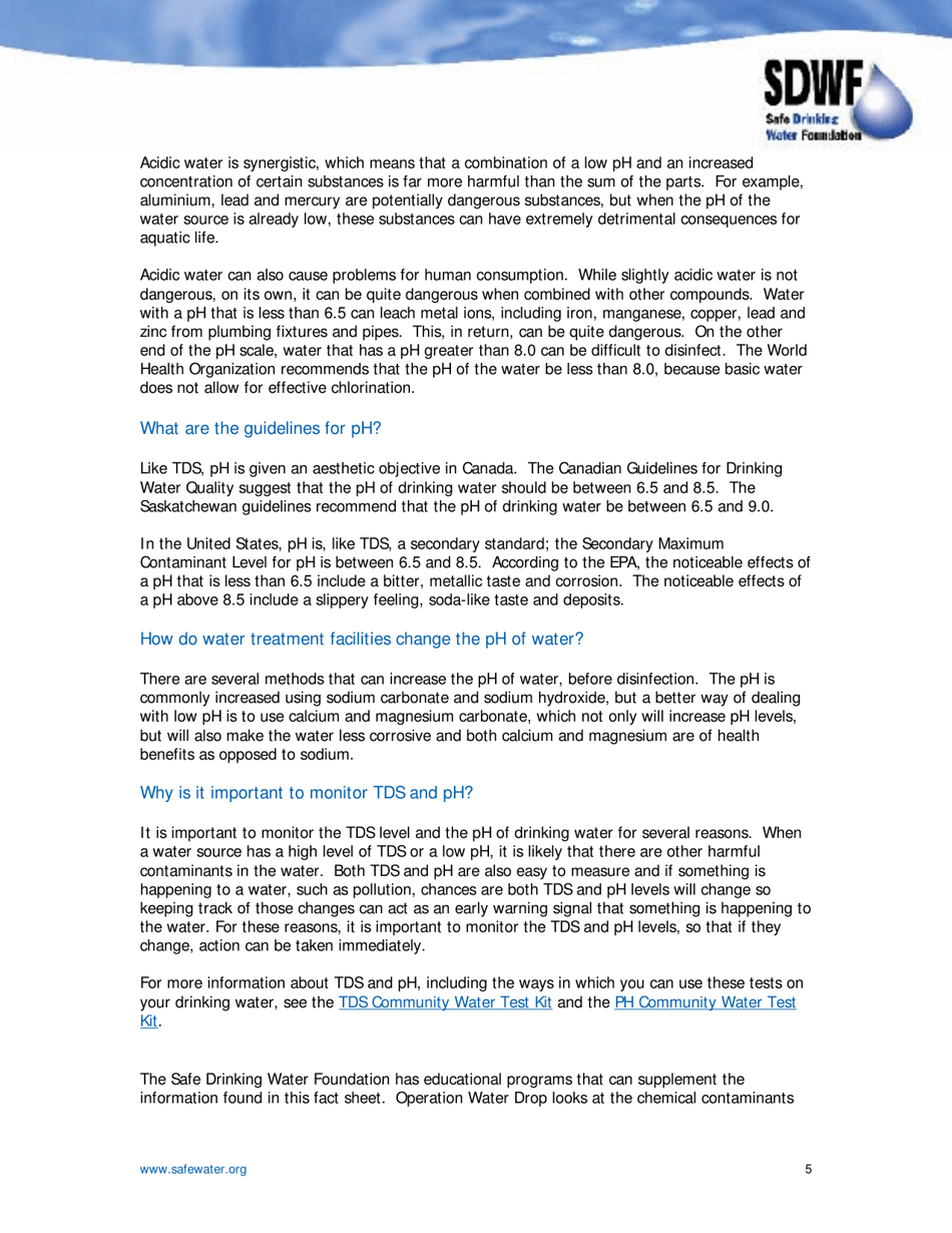 Tds and Ph - Safe Drinking Water Foundation, Page 5