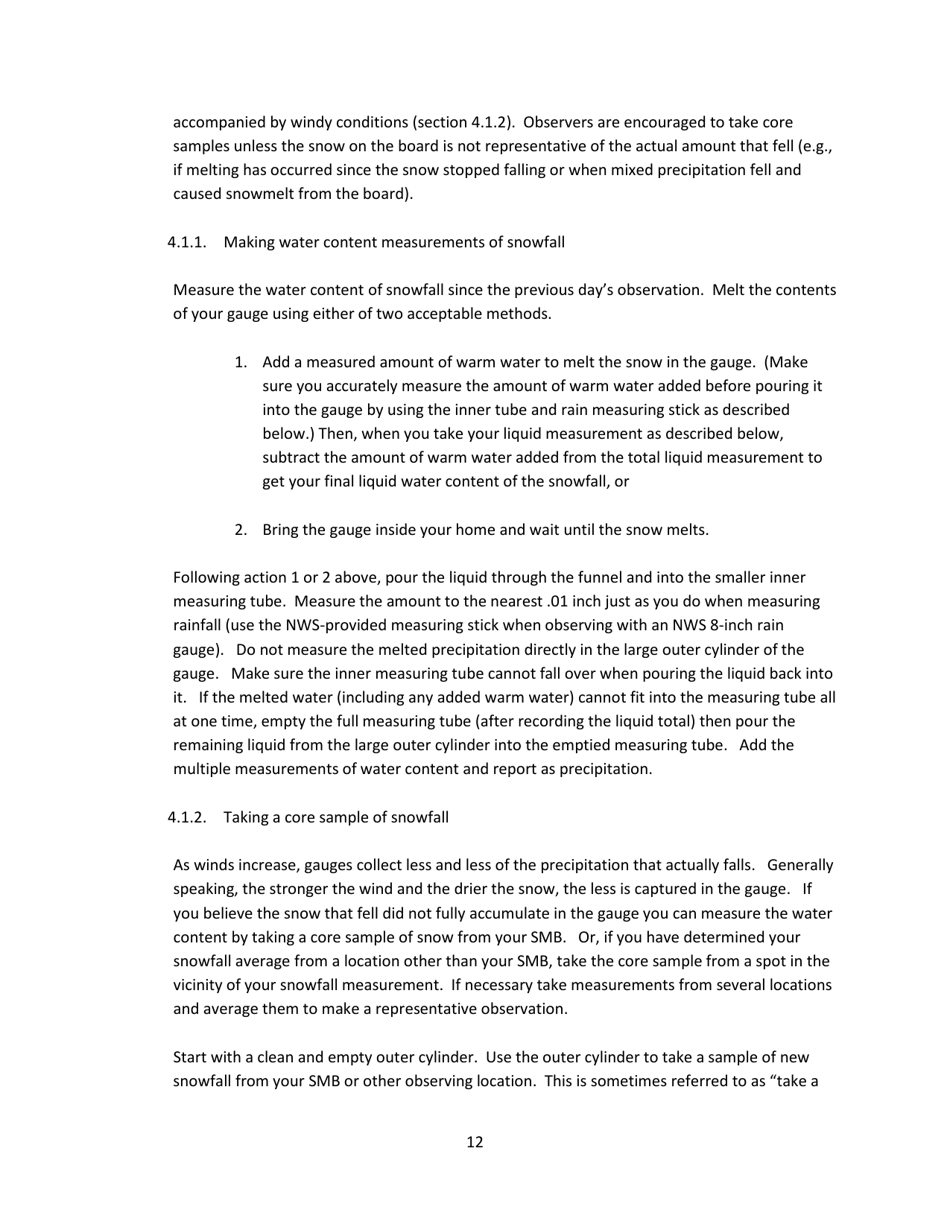 Snow Measurement Guidelines for National Weather Service Surface Observing Programs, Page 12