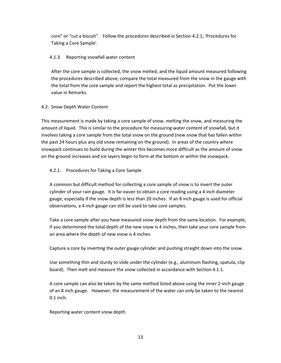 Snow Measurement Guidelines for National Weather Service Surface Observing Programs, Page 13