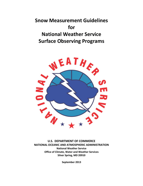 Snow Measurement Guidelines for National Weather Service Surface Observing Programs Download Pdf