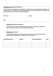 Coshh Assessment Form - United Kingdom, Page 3