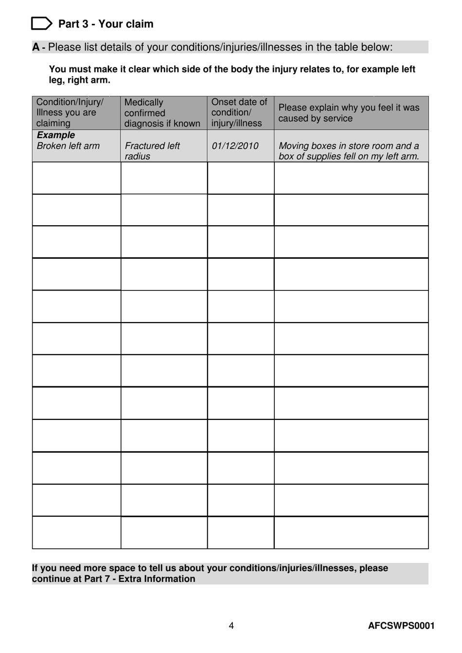 Form AFCSWPS0001 - Fill Out, Sign Online and Download Fillable PDF ...