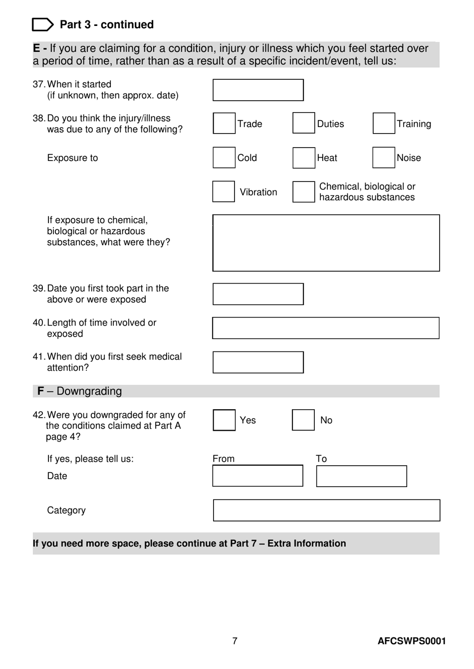 Form AFCSWPS0001 Armed Forces Compensation Scheme (Afcs) and Wps Claim Form - United Kingdom, Page 9