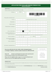 Document preview: Application Form for Older Persons Freedom Pass - Greater London, United Kingdom