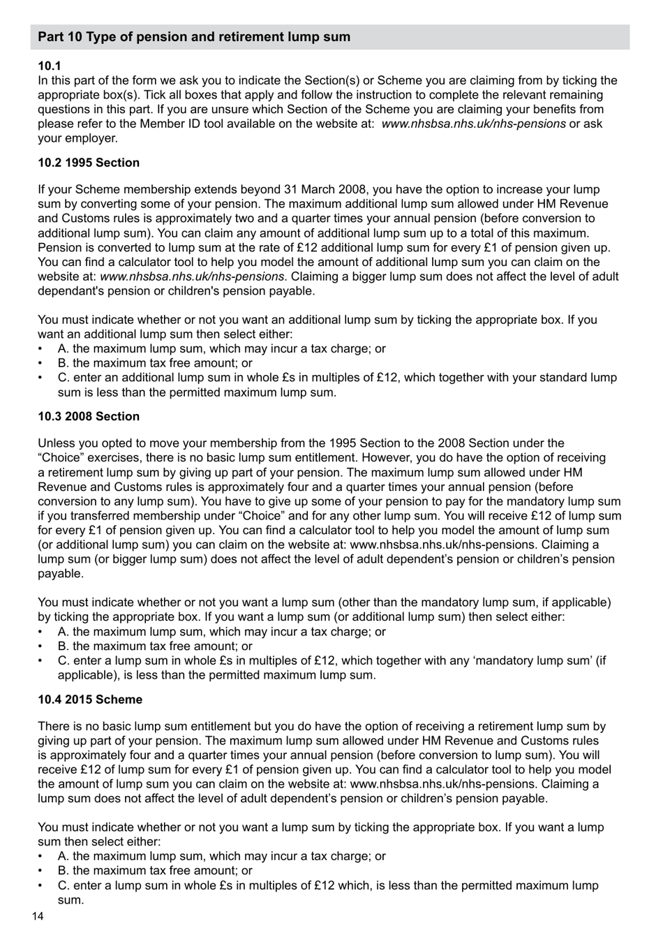 Form AW8 Nhs Pensions - Retirement Benefits Claim Form - United Kingdom, Page 14