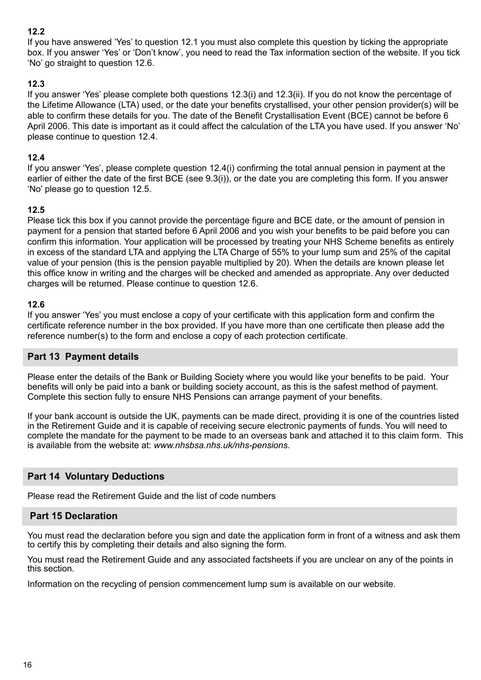 Form AW8 Nhs Pensions - Retirement Benefits Claim Form - United Kingdom, Page 16