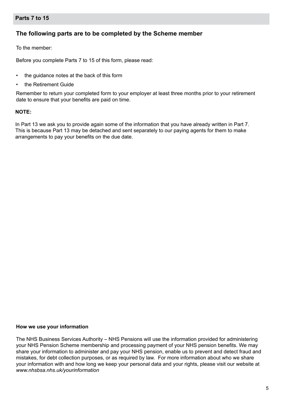 Form AW8 Nhs Pensions - Retirement Benefits Claim Form - United Kingdom, Page 5