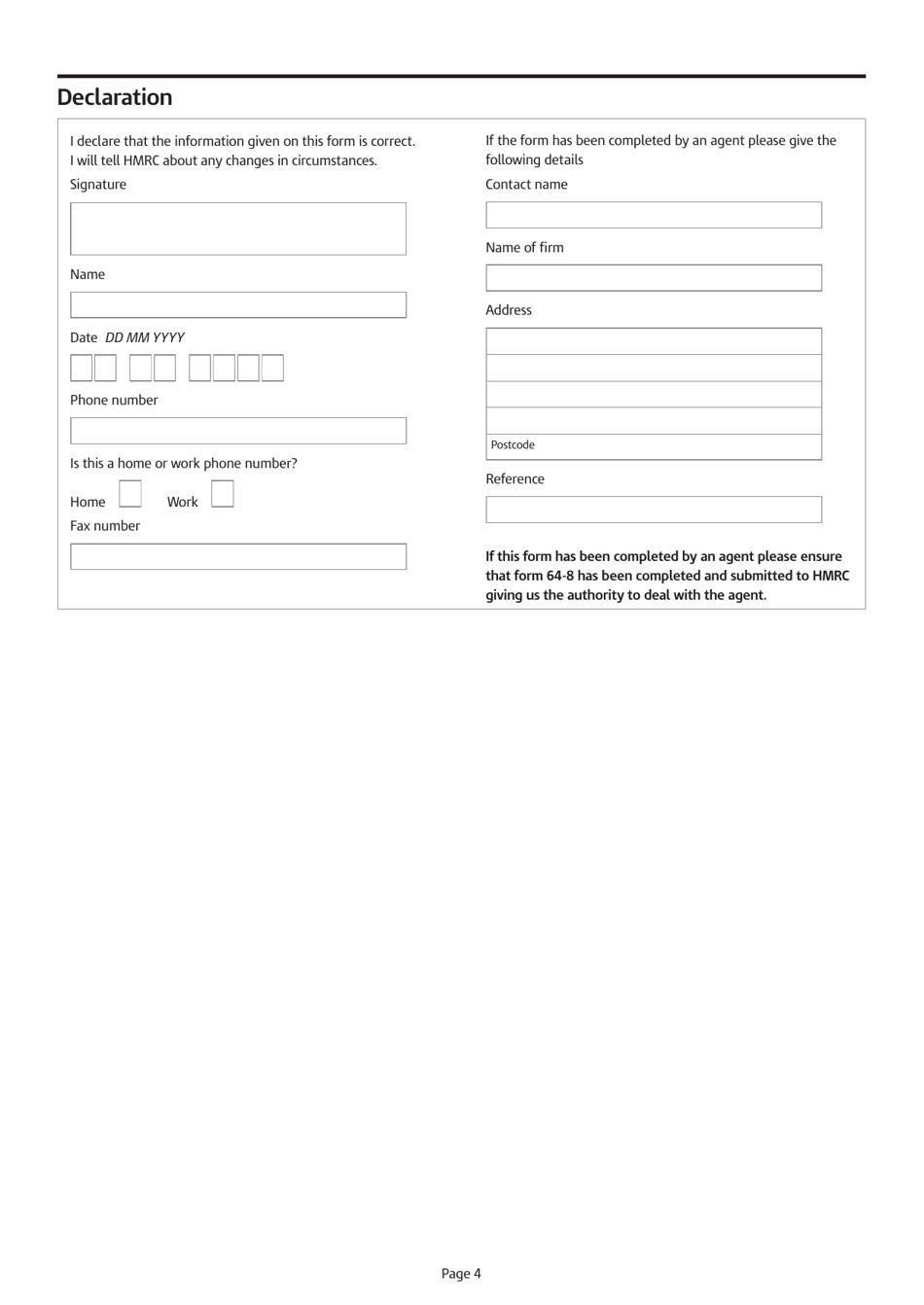 Form CA3837 Self-employed, Temporarily Working in Another Country Within the European Economic Area - United Kingdom, Page 4