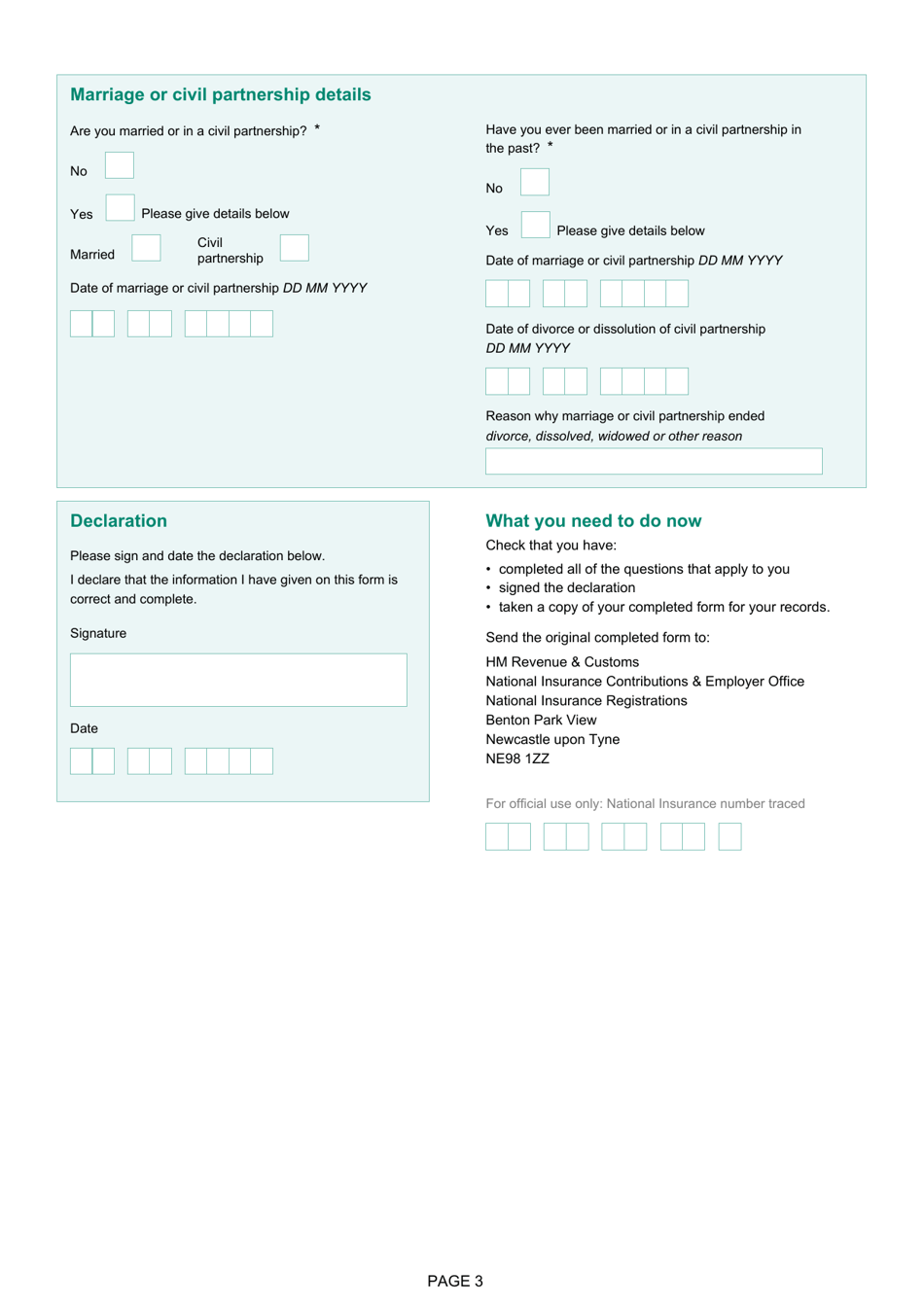 Form CA5403 Your National Insurance Number - United Kingdom, Page 3